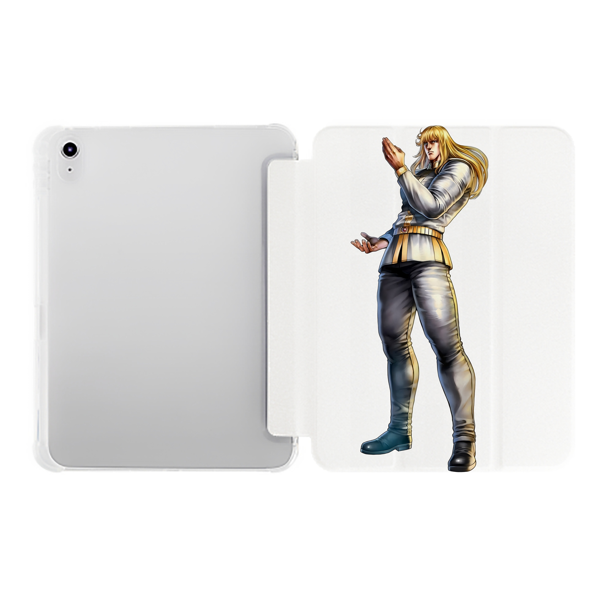（画像用） 北斗の拳 Fist of the North Star IPad ケース ペン収納付き 三つ折りスタンド PUレザー×シリコン 対応機種9.5/10.5/10.9インチ